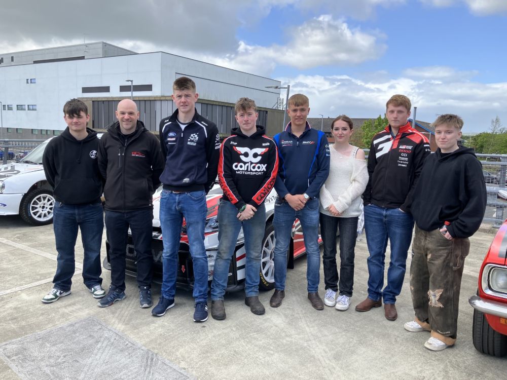 SERC Motorsport Engineering students with rally champion Jonny Greer